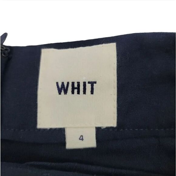 NEW Whit Silk and Linen Blend Tulip Wrap Midi Skirt in Navy Blue Size 4 - Picture 9 of 11